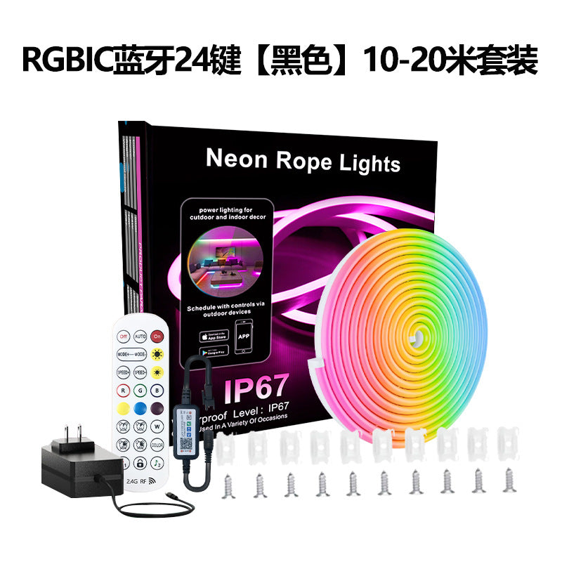 Bluetooth voice-activated magic neon light DIY horse racing water atmosphere light rgb silicone light strip 30 meters  spot