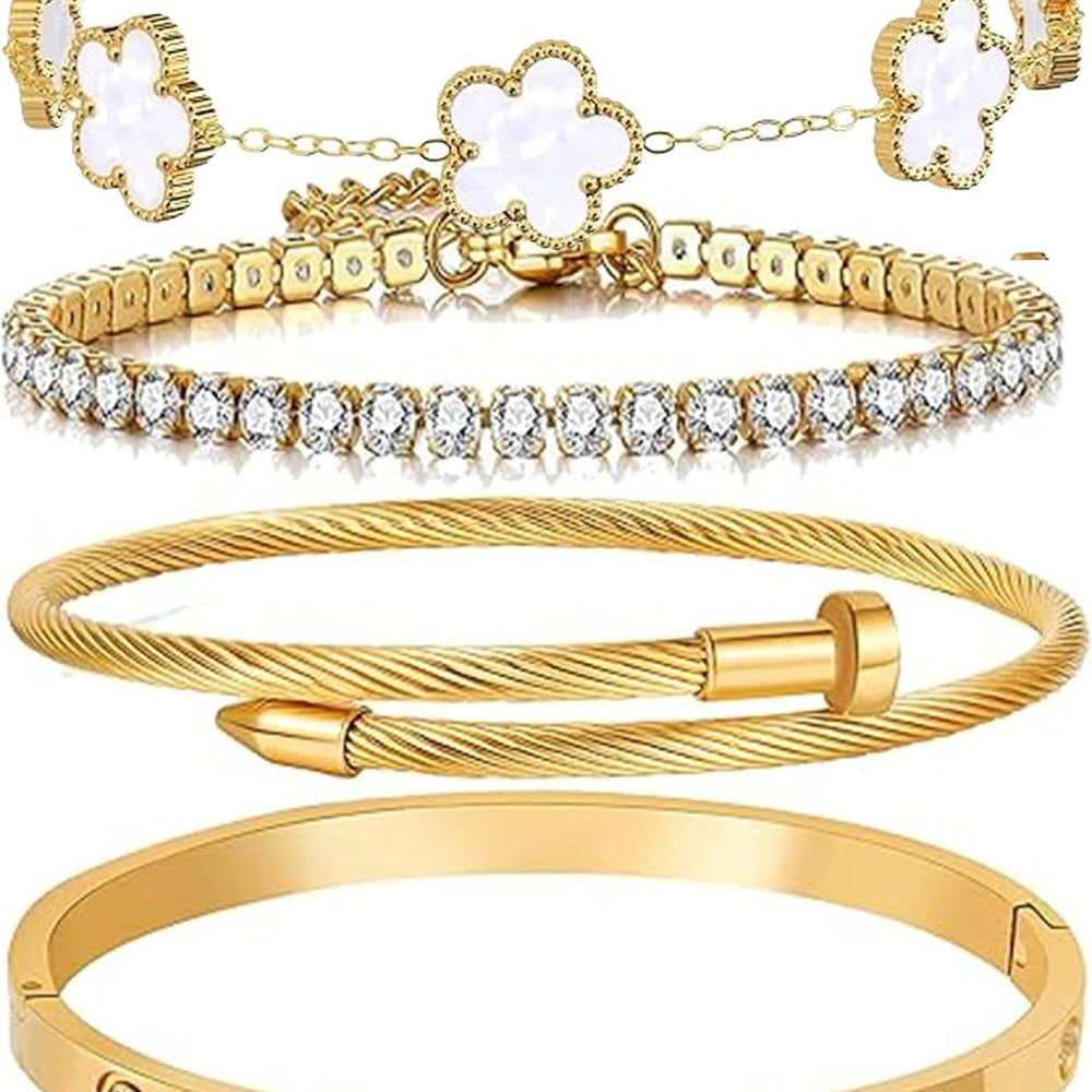 European and american cross-border hot seller: zircon-embellished, multi-layered, stackable, versatile women's bracelet
