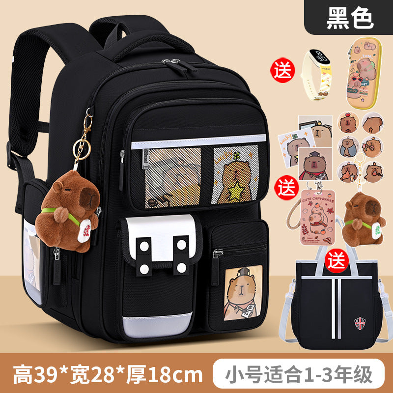 Capybara backpack - perfect for elementary school students (grades 1-6), boys and girls. spine-protecting, lightweight, and extra-sized