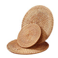Rattan insulation mat oven mitts pot mat bowl mat high temperature resistant dining table mat plate mat coaster teapot holder casserole weaving