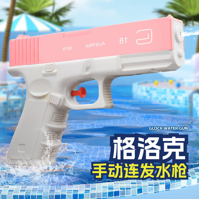 Tiktok viral kids' manual glock water gun toy - summer outdoor continuous fire re-cock mini water gun wholesale
