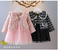 4 girls' stylish outfit set - new autumn collection - trendy princess style mesh dress with chanel-inspired design - 5-piece skirt set - ages 3+