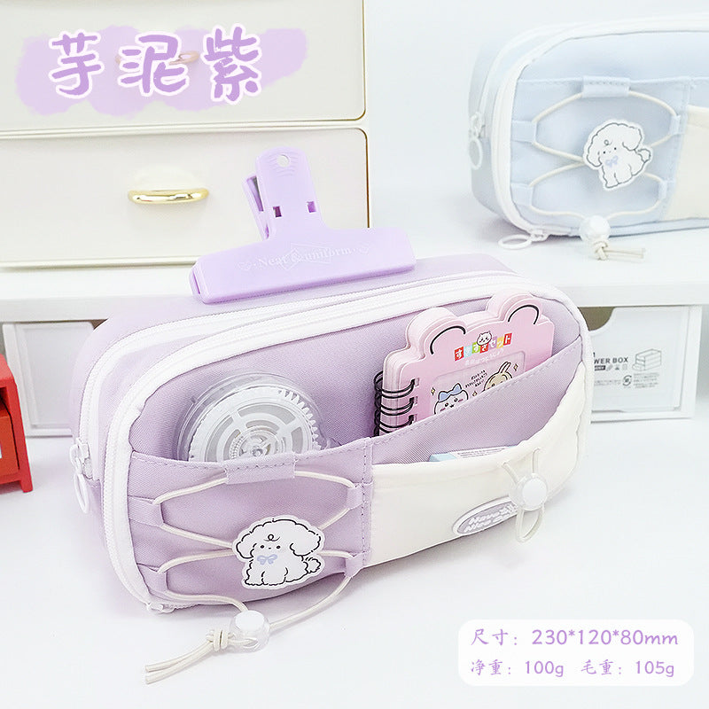 School season pencil bag large capacity cute cute apple pencil bag primary school students multi-layer stationery bag drawstring high value