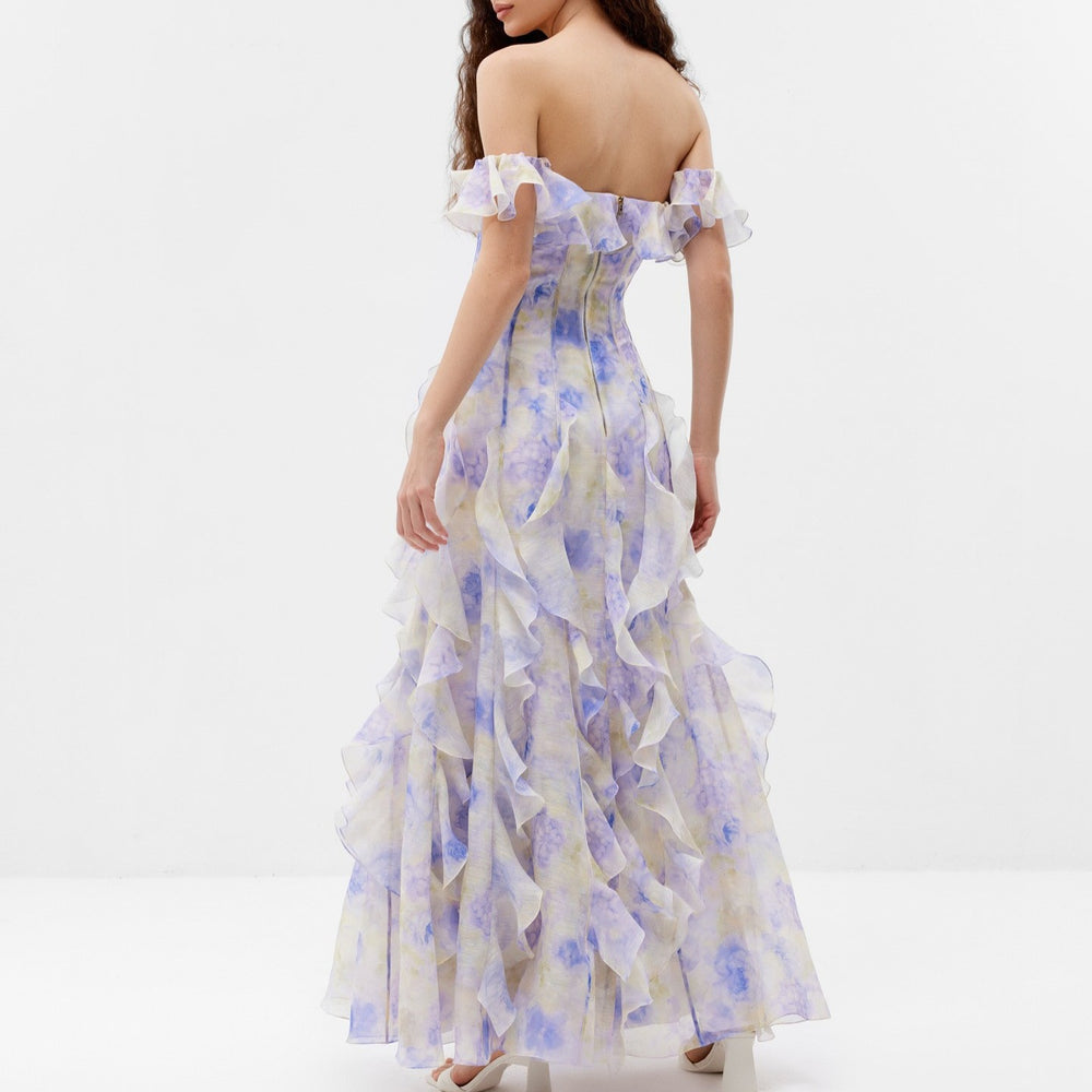 Beach vacation style suspender skirt gauze frenchruffles beach dress atmosphere long skirt elegant fairy style