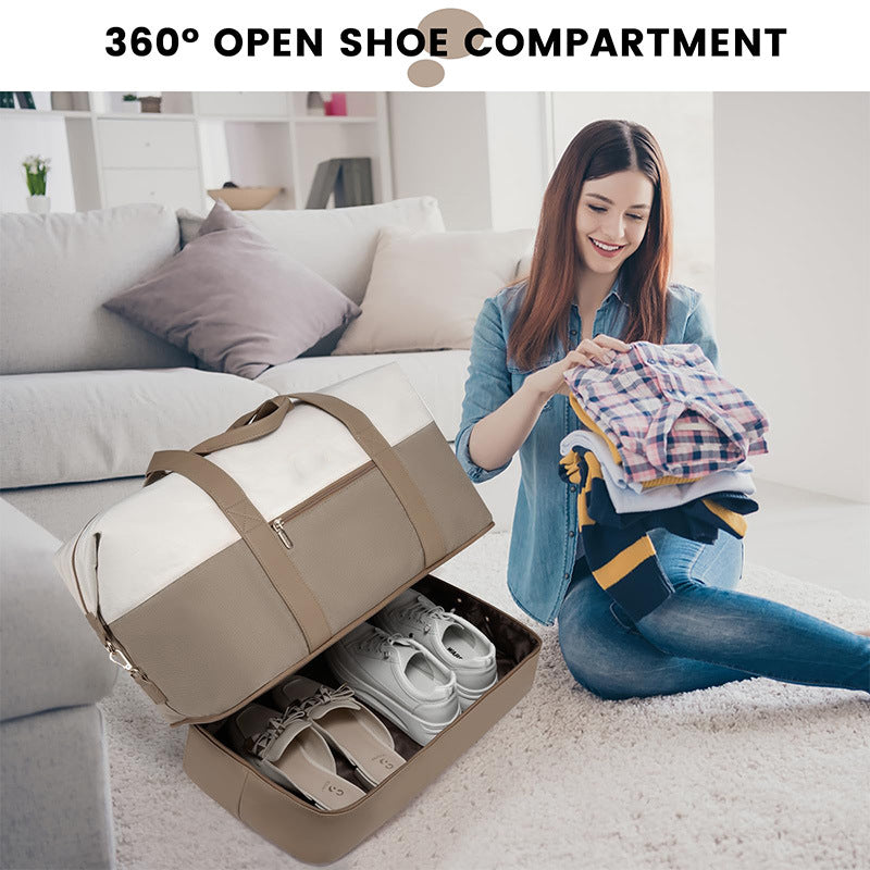 Source factory custom  Internet celebrity live broadcast waterproof PU business trip travel bag set gym weekend luggage bag