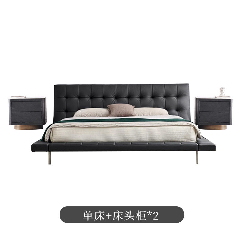 Onda bed italian normcore genuine leather bed house large flat designer 2* 2m master bedroom double bed double bed black