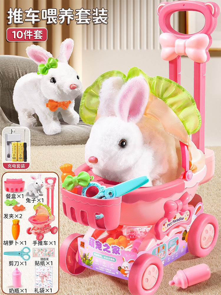 Kids' electric simulation bunny plush toy - girl's pet white rabbit doll - birthday gift for girls