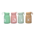 Cute rabbit glass water cup with lifting rope double-layer advertising cup event promotion draining gift cup printed logo tea cup