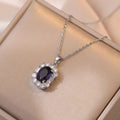 Women's electroplated purple gemstone inlaid necklace, earrings, and ring set - unique design, accessible luxury, titanium steel jewelry