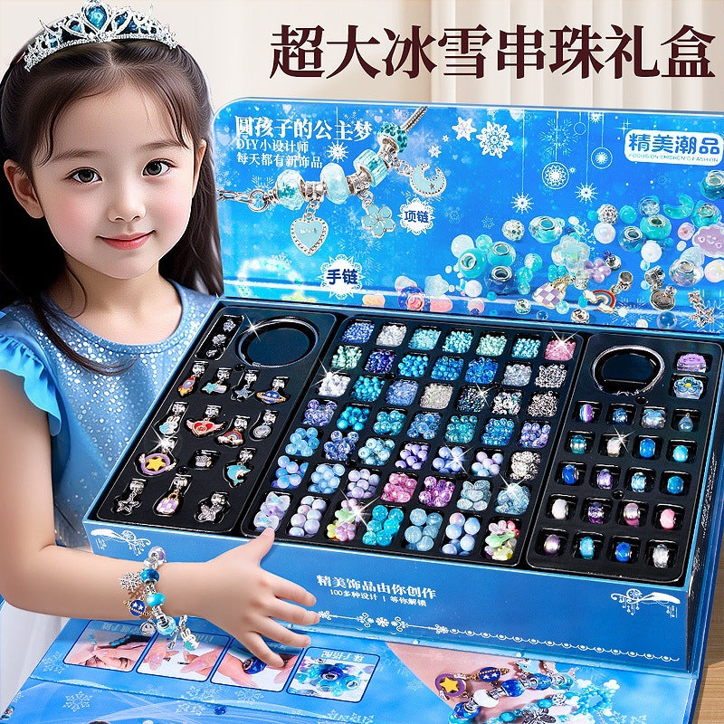 Diy beading kit for kids - necklace, bracelet & jewelry making - educational toy gift set for girls
