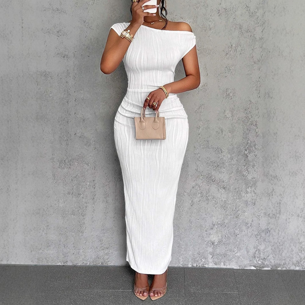 independent station new arrival cross-border cute fashion water ripple oblique shoulder dressin stock