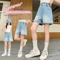 Girls' beaded denim shorts - stylish summer outfit for older kids & toddlers - lightweight, breathable, and versatile hot pants