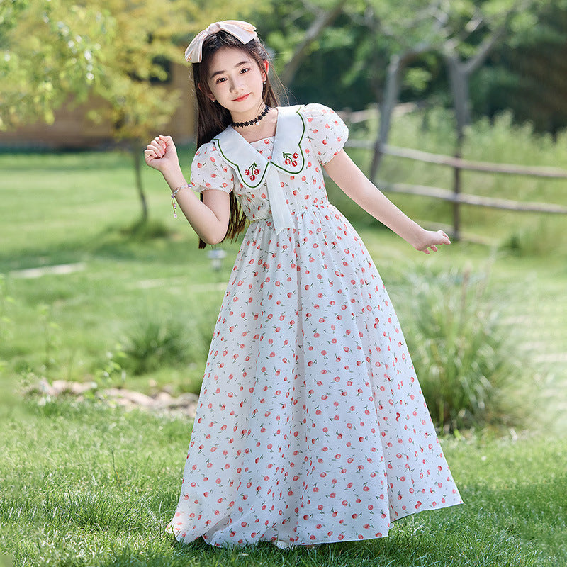 Girls' summer lightweight floral dress -  new collection - sweet & fresh princess style chiffon dress for little girls