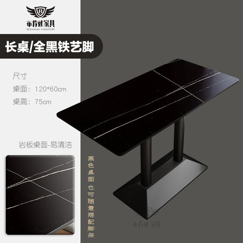Bar table and chair combination, rock slab canteen dining table, commercial milk tea shop long table, reception and negotiation, cafe small round table