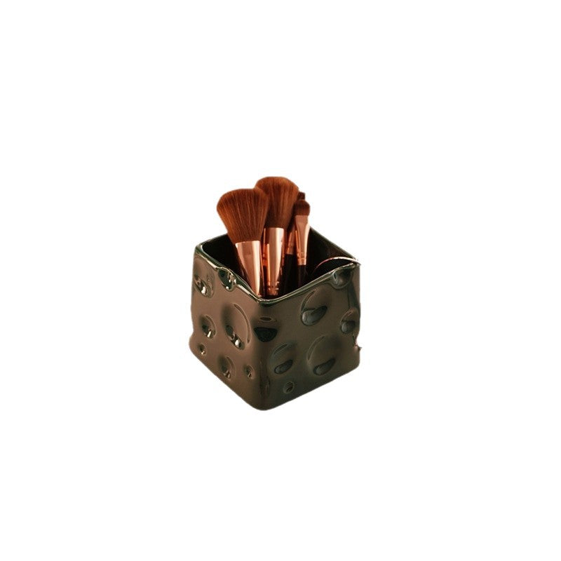 Luxury ceramic cheese storage jar - stylish desktop organizer, pen holder, and cosmetic storage container - wholesale