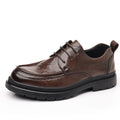 Men's leather dress shoes - breathable, british style, business casual, textured sole, chunky sole, height increasing, black leather shoes for men, groom's wedding shoes