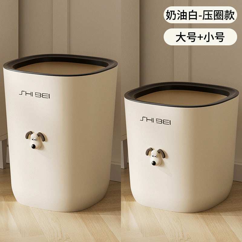 Trash can for homecute high-looking bucket bedroom cream style creative sanitary bucket living room pressure ring with lid push-type