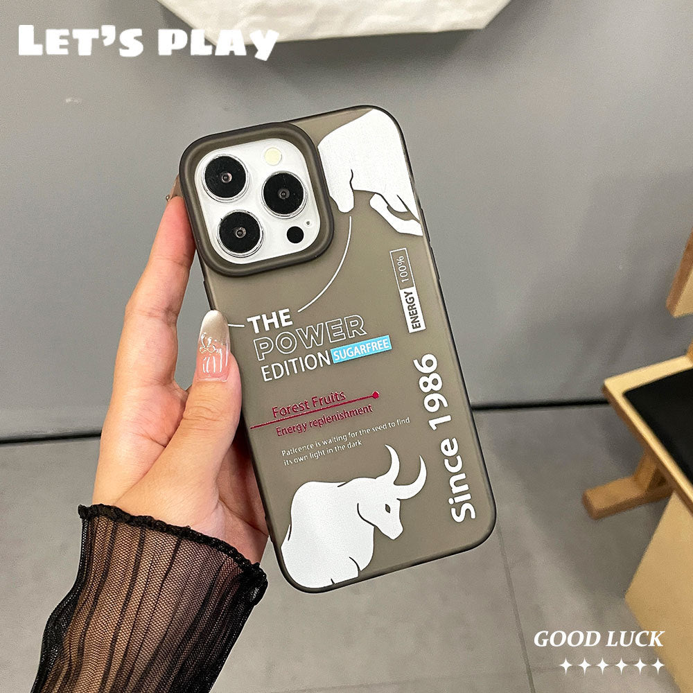 Transparent black and white cow drink suitable for apple 17promax mobile phone case high-end european and american style iphone16 protective cover
