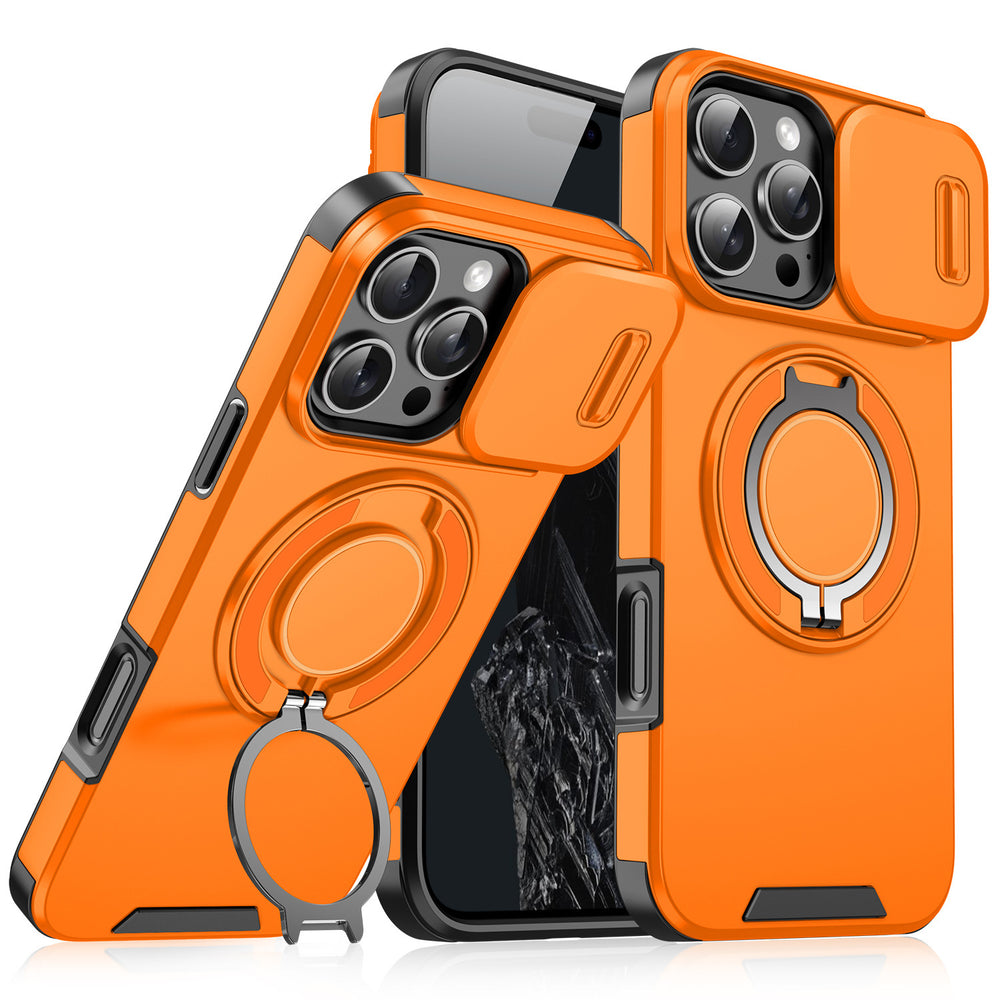 Suitable for apple 17 mobile phone case, lingke 360 magnetic holder, push window lens cover, anti-fall protective cover for iphone16