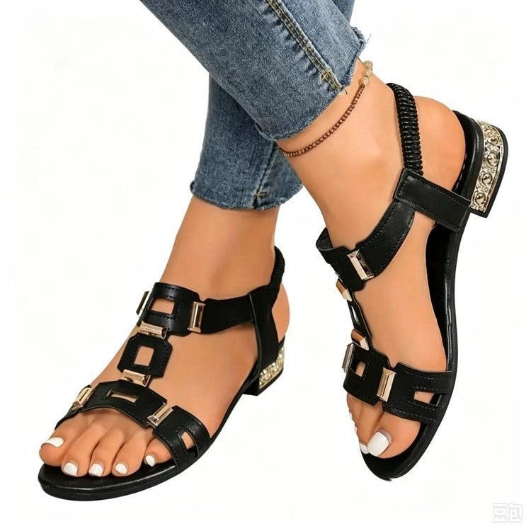 summer new arrival: plus size women's casual comfortable european and american style hollow-out buckle strap sandals - wholesale
