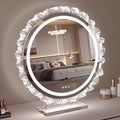 Crystal smart acrylic base makeup mirror with led light - desktop vanity mirror for bedroom