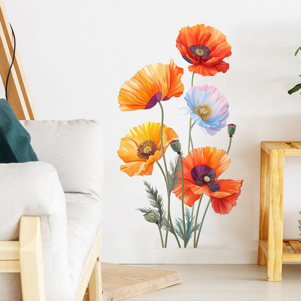 Foreign trade  plants Yellow, white and red flowers Wall stickers Beautiful decorative stickers at home Self-adhesive and removable