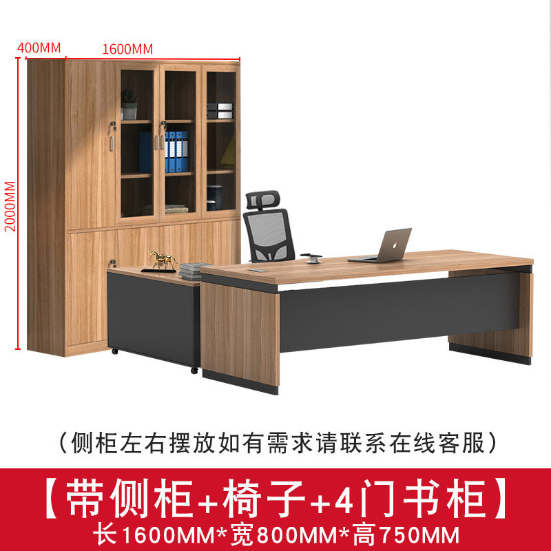 Modern minimalist office desk and chair set - executive office furniture for managers, presidents, and business owners - single desk, executive desk