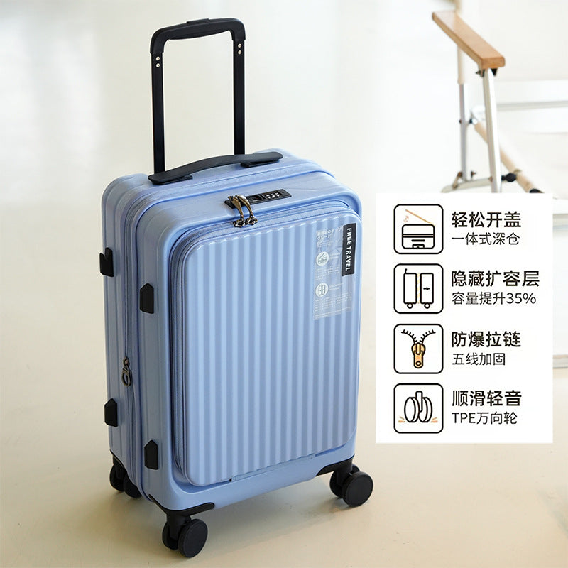 New front open suitcase women's 20-inch small boarding case 24-inch anti-drop trolley case travel bag password case