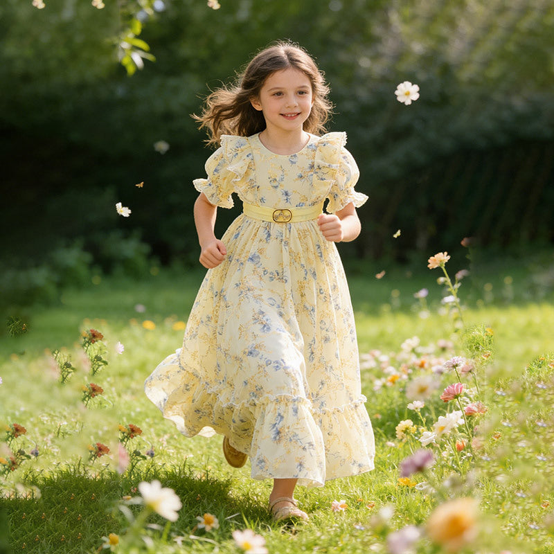 Girls' chiffon dress - new  summer collection - printed beach dress - vacation style - kids' dress - in stock & ready to ship (dropshipping available)