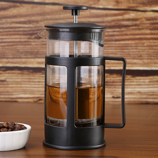 Stainless steel filter tea maker, hand-brewed coffee pot French press pot, plastic heat-resistant high borosilicate French filter press pot