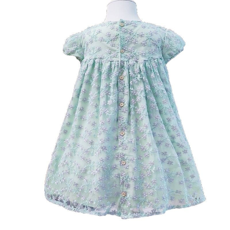 Original overstock mp spring/summer new girls' dress - baby mesh princess embroidered floral tutu dress with ditsy print