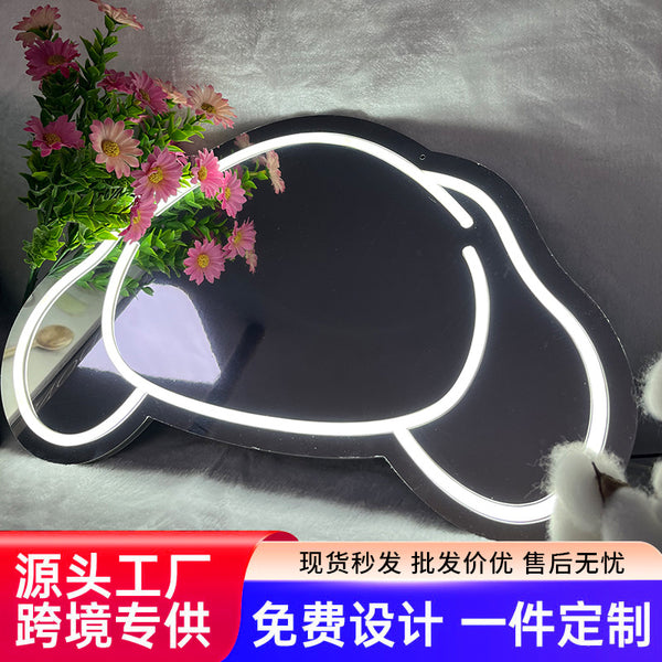 Cross-border  neon decorative mirror cosmetic mirror LED wall decoration home indoor ambient light luminous mirror