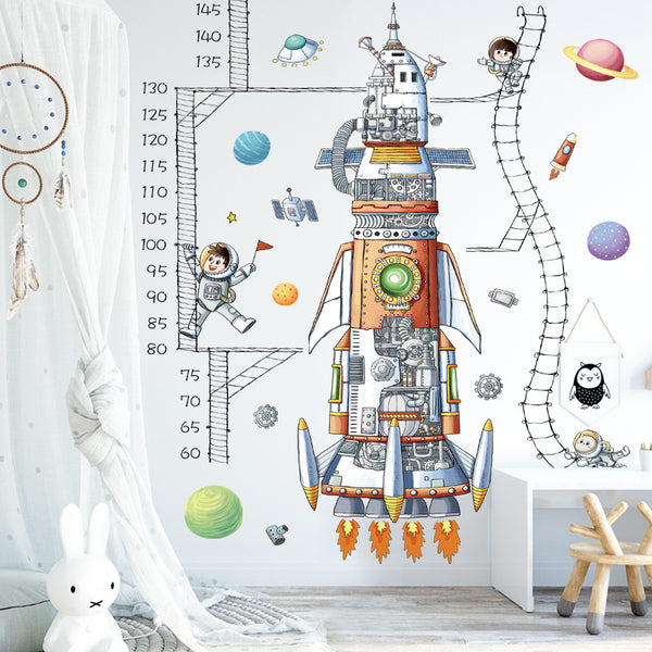Spaceship astronaut measurement height ruler early education layout height sticker children's room kindergarten wall decoration wall sticker