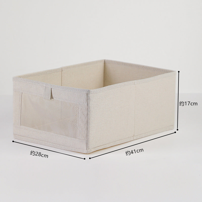 2025 Japanese-style large windowable cotton and linen storage box foldable household fabric storage for clothes and clothing