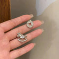 Trojan coin micro-set stud earrings - e6867 silver