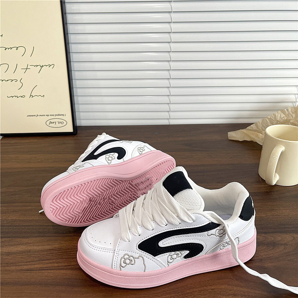 Women's sneakers: trendy ins style, spring/autumn 2026 new collection - versatile white shoes with leather upper, soft sole, athletic & casual bread shoes