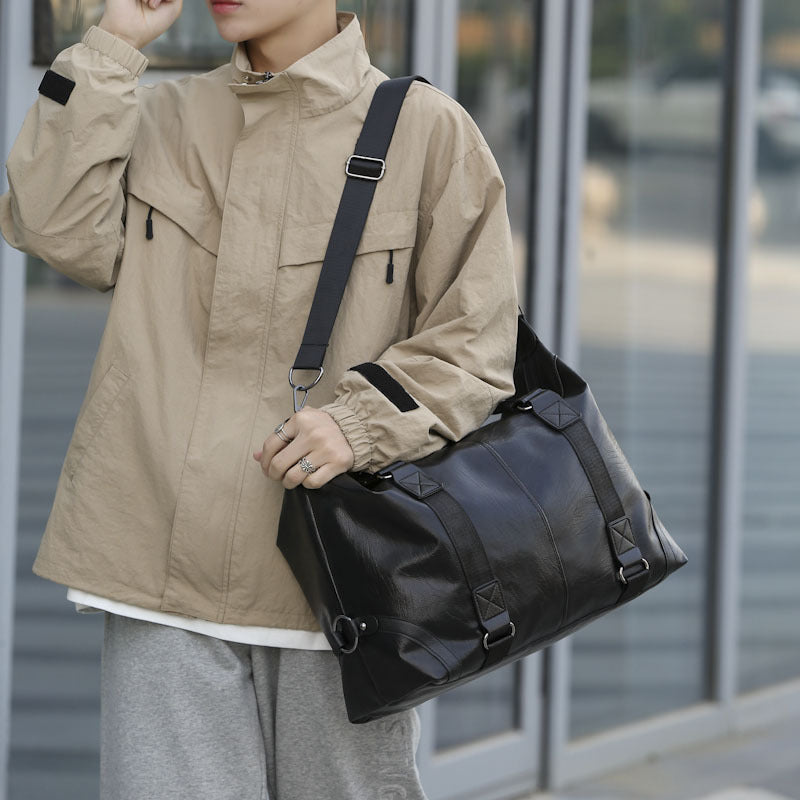 Spot wholesale PU men's Korean version casual messenger travel bag  large-capacity luggage bag men's bag manufacturer wholesale