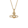 Fashionbest selling copper inlaid zirconium oil drop western queen mother saturn necklace women's accessible luxury niche styleeasiest for matchelegant collarbone chain jewelry