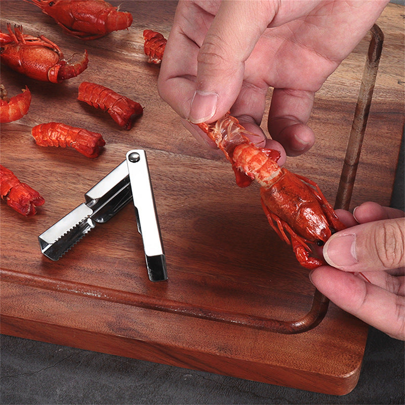 Stainless steel multi-function lobster claw tool - shrimp & crab tool for crayfish, quick shell opening, deveining & meat removal