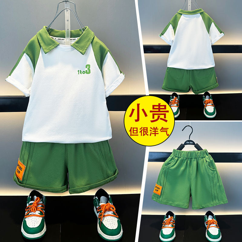 Boys' summer outfit set:  new arrival - stylish and trendy two-piece short-sleeve set for baby boys