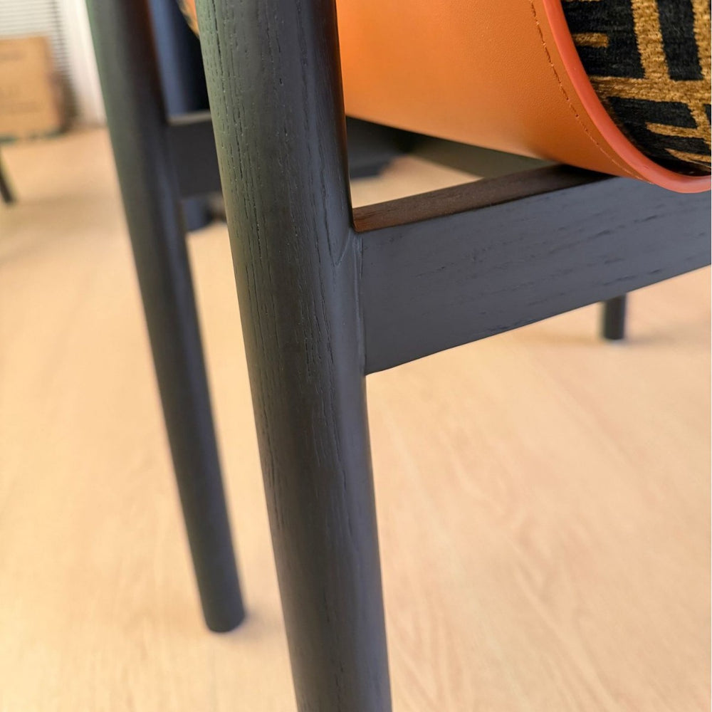 Fabric dining chair villa restaurant saddle leather single chair for home solid wood armrest desk chair restaurant for home chair