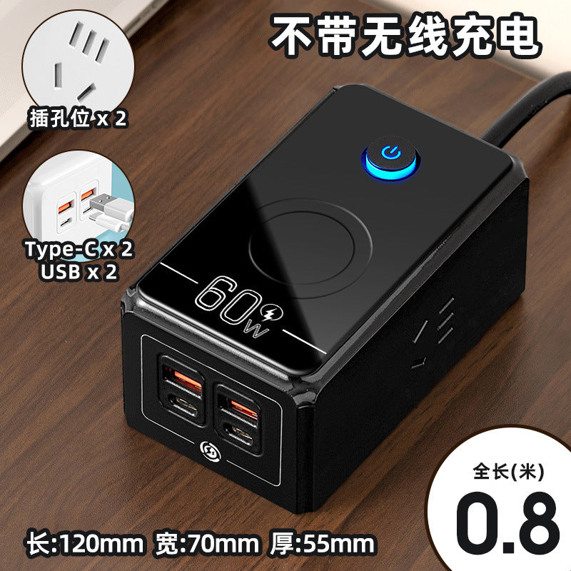 60w wireless phone charging socket panel multifunctional with usb fast charging power strip home dormitory power strip