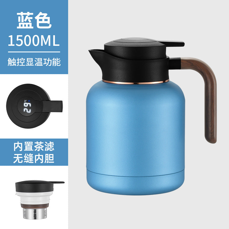 304 smart temperature display thermos stainless steel tea pot office tea pot with filter large capacity thermos flask