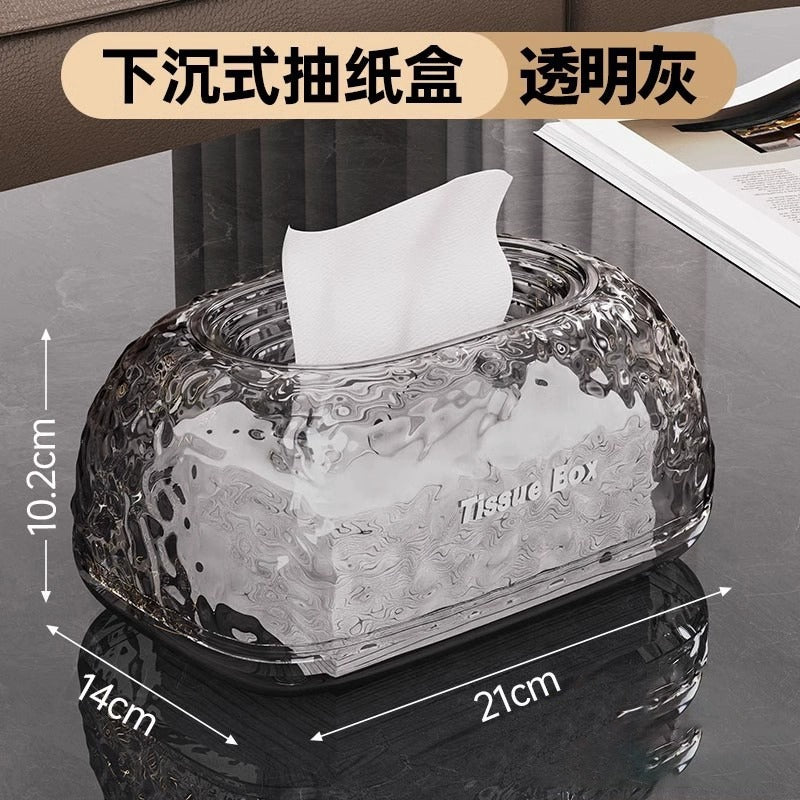 Light luxury tissue box household living room high-end napkin paper box creative bedroom sunken advanced desktop paper box