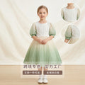 fashion style personalized girldress chiffon printinghalf length sleeve pleated skirtnew arrivalkids skirt