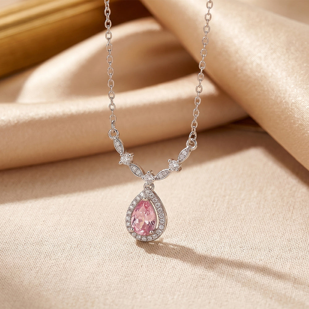 Popular easiest for match inlaid zirconium smart water drop necklace accessible luxury niche jewelry for women high-end non-fading clavicle chain