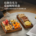 Walnut wood fruit bowl snack storage box - premium glass dried fruit dish - coffee table dessert & candy organizer