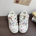 Fairy bean rainbow grid canvas sneakers women's autum breathable thick solewhite student shoes easiest for matchniche style sports casual shoes
