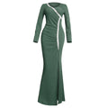 African plus size women's clothing new arrivalfashionexport socialite evening dress   hot diamond v neck long skirt