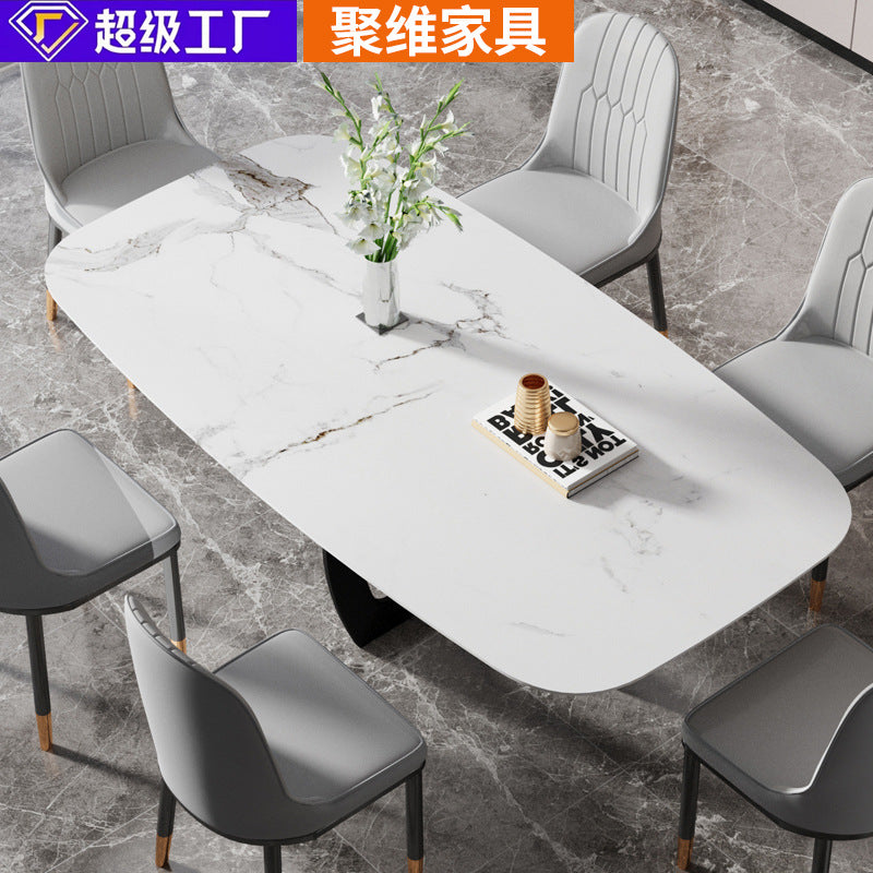 Direct from the source: italian minimalist rock slab dining table - glossy, modern, and minimalist design for large families